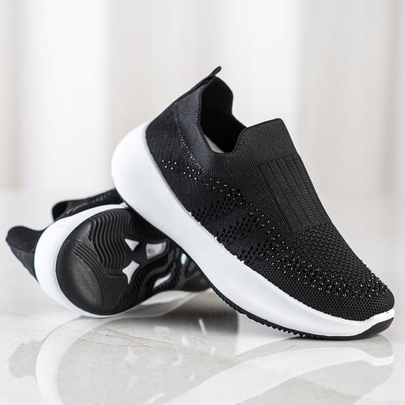 Renda Slip-on sneakers med krystaller sort 1