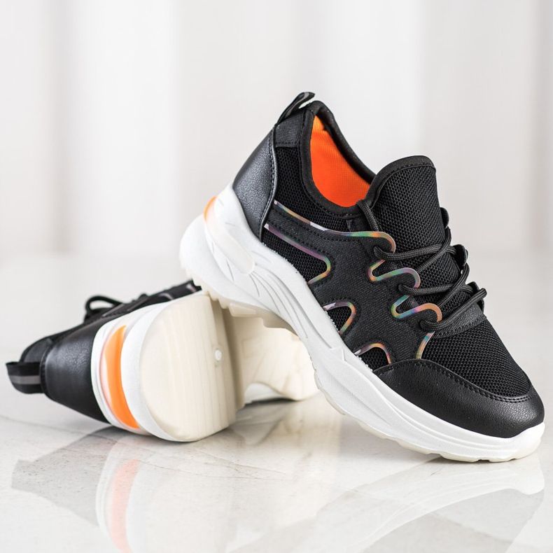 SHELOVET Sorte sneakers med mesh 1