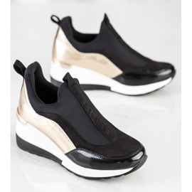 Evento Wedge Slip-On sneakers sort gylden 1