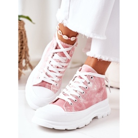 FJ1 Højrosa sneakers på stor sål med Tie-Dye Trissy-effekt hvid lyserød 1