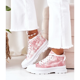 FJ1 Højrosa sneakers på stor sål med Tie-Dye Trissy-effekt hvid lyserød 2
