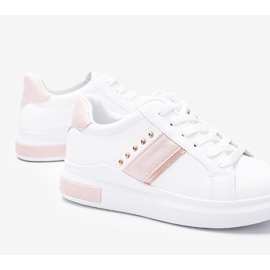 Hvide og lyserøde sneakers med Sashell -nitter 1