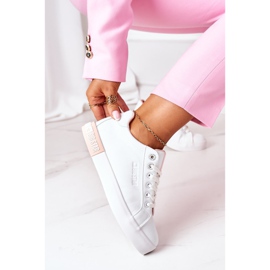 Kvinders lædersneakers Big Star II274033 Hvid-pink lyserød 2