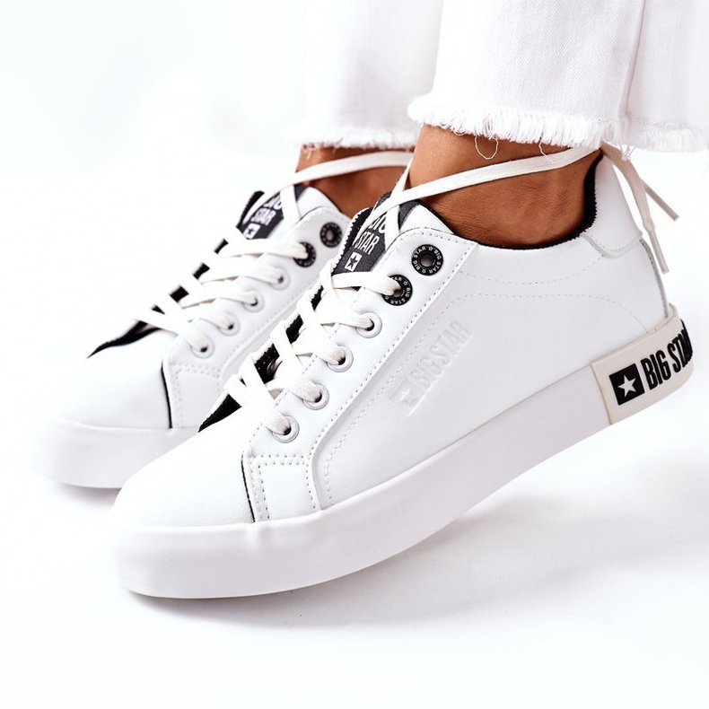 Kvinders lædersneakers Big Star II274031 Hvid og sort 1