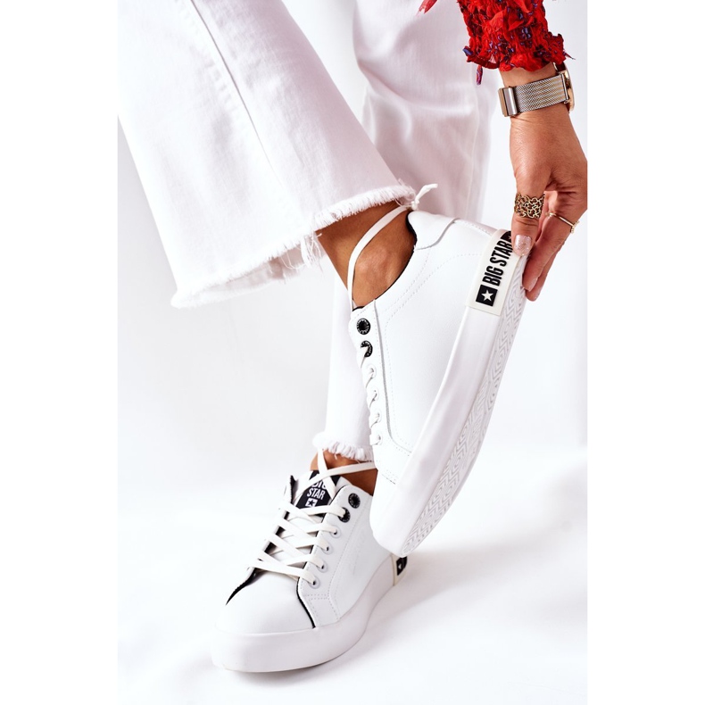Kvinders lædersneakers Big Star II274031 Hvid og sort 2