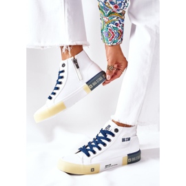 Læderhøje sneakers Big Star II274137 Hvid marineblå 2