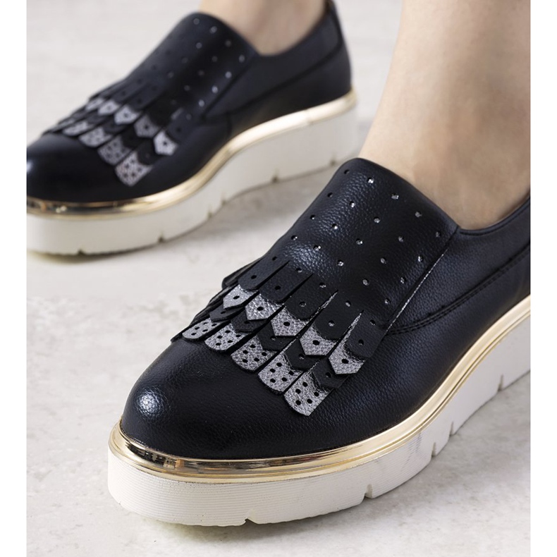 Slip-on sølvsko med GF-FD9 nitter sort 1