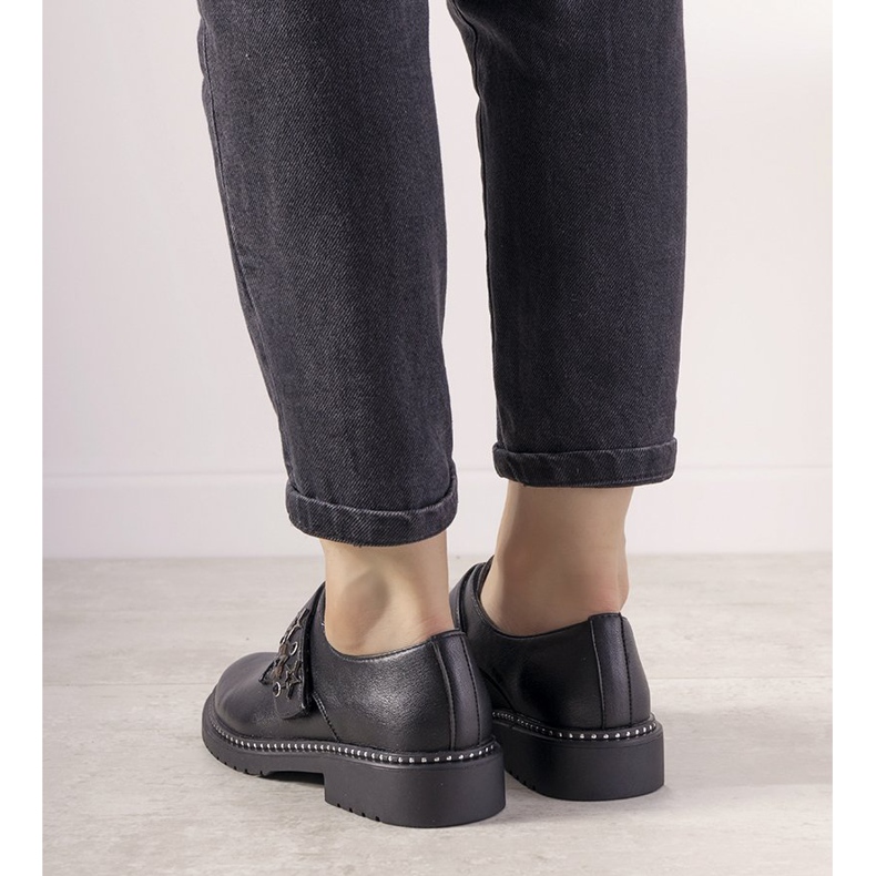 Slip-on sølvsko med GF-FD9 nitter sort 2