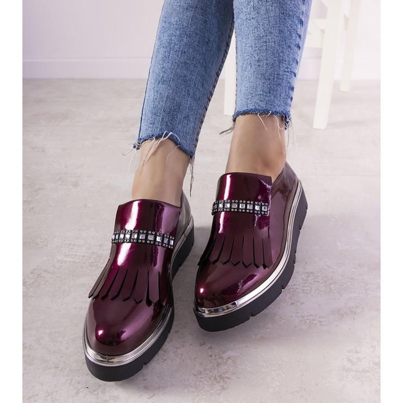 Maroon slip-ons med GF-FD9 studs rød 2