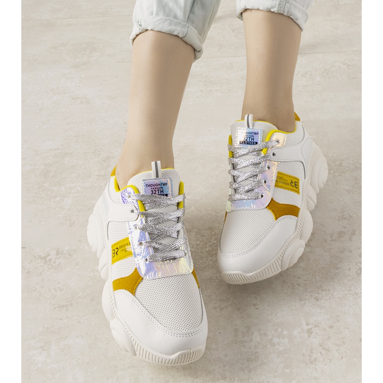 Hvide og gule Carry sneakers til kvinder 1