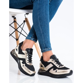 VINCEZA Glitter Sneakers sort gylden 2