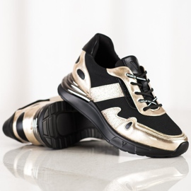 VINCEZA Glitter Sneakers sort gylden 1