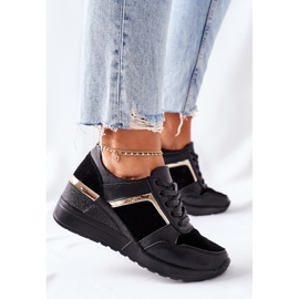 S.Barski Kvinders læder wedge sneakers sort Manitoba 1