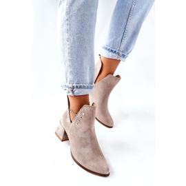Lewski Shoes Ruskindstøvler til kvinder med udskæringer Lewski Cappuccino 3074 / B beige 1