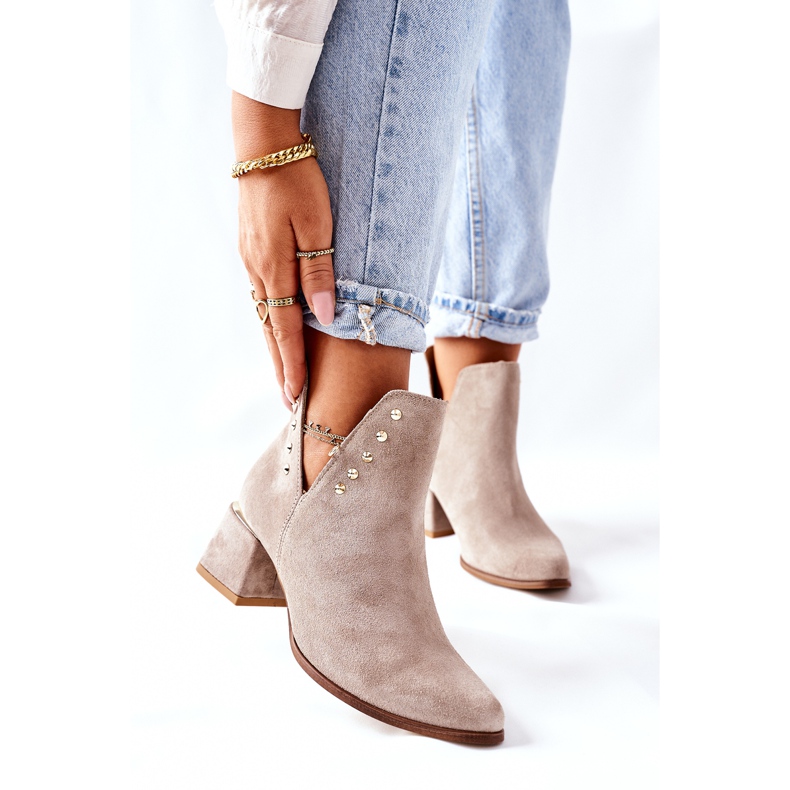 Lewski Shoes Ruskindstøvler til kvinder med udskæringer Lewski Cappuccino 3074 / B beige 2