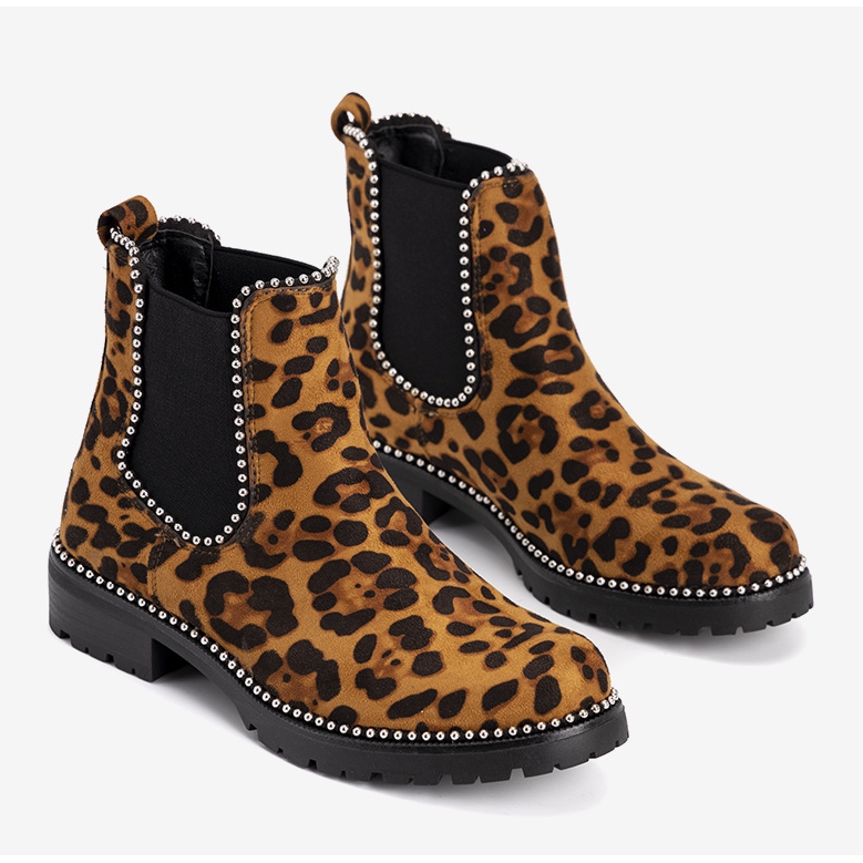 Brune støvler med leopardmønster Patty sort 1