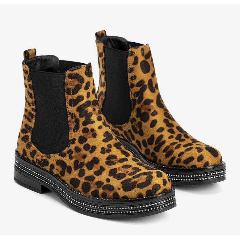 Brune støvler i leopardmønsteret Be Nice sort 1