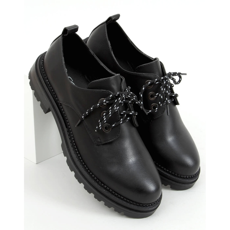 Sort 9586 Loafers med sort snøring 1