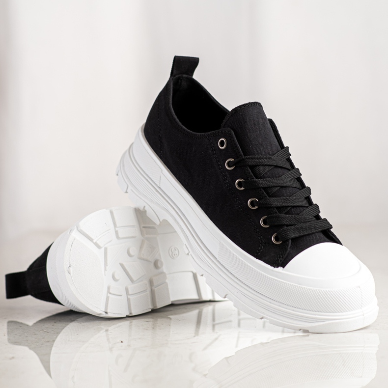 SHELOVET Tekstil mode sneakers sort 1