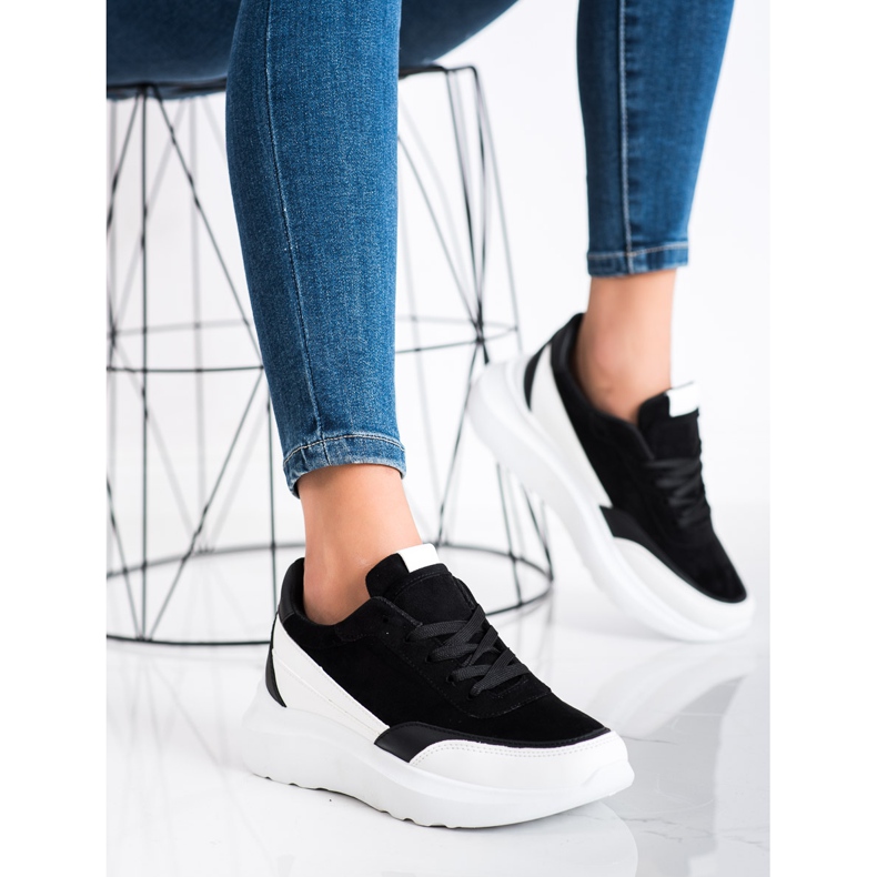 SHELOVET Sort ruskind sneakers 2