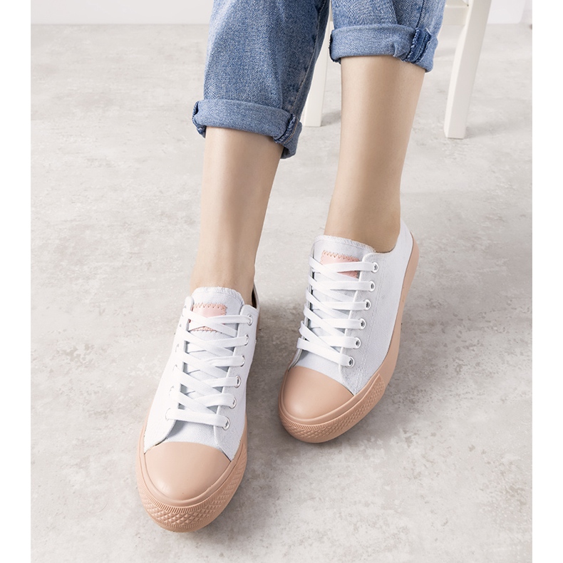 Senors hvide og lyserøde sneakers til kvinder 1