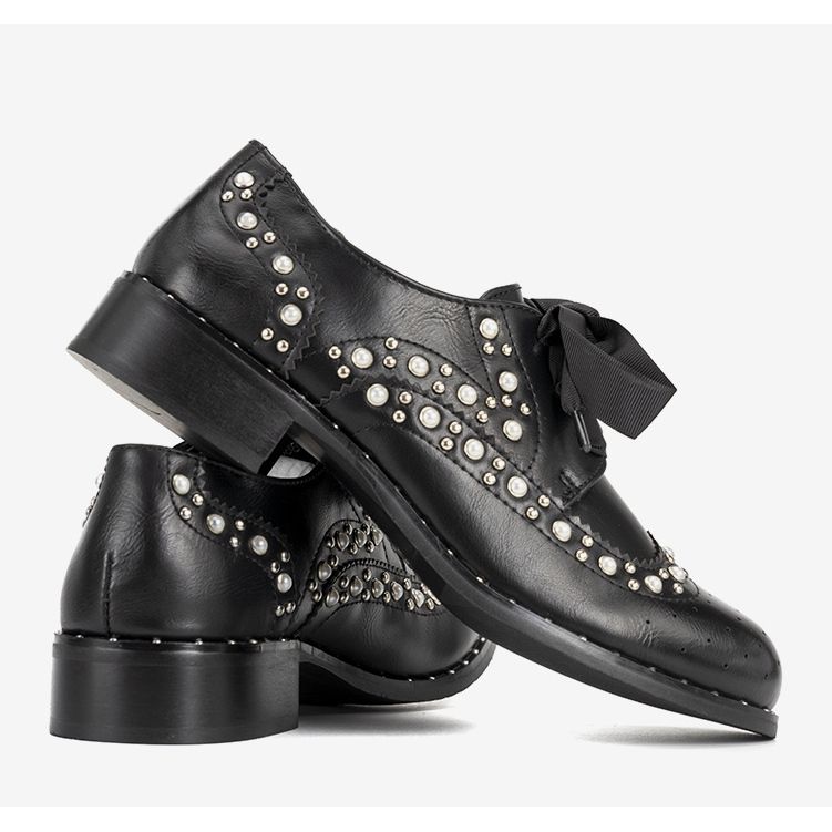Sorte oxfords med Delvis studs 1