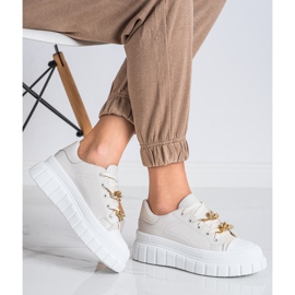 SHELOVET Sneakers med modekæde beige 1