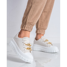 SHELOVET Sneakers med modekæde beige 2
