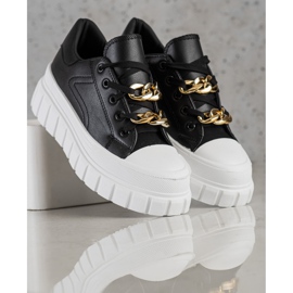 SHELOVET Sneakers med modekæde sort 1