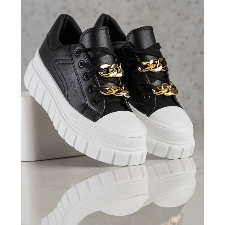 SHELOVET Sneakers med modekæde sort 1