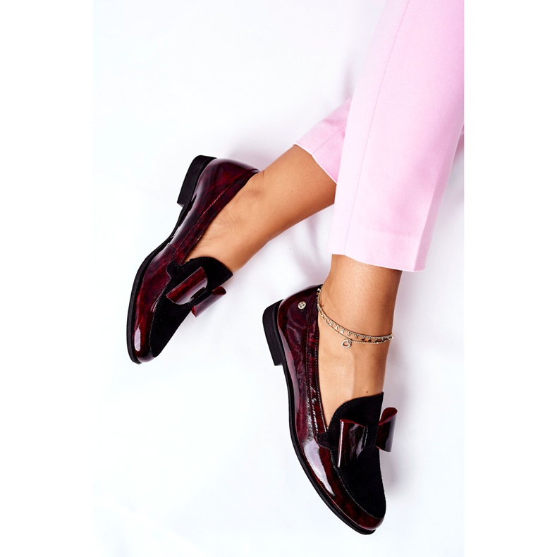 Kvinder Brogues Maciejka lakerede loafers marmoreret bourgogne 04099-33 / 00-1 rød 1