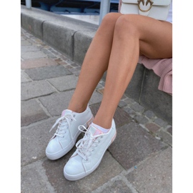 Kvinders lædersneakers Big Star II274033 Hvid-pink lyserød 1