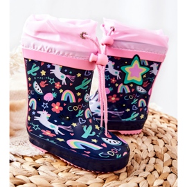Børns gummi galoser Marineblå Unicorn Aleman lyserød 2