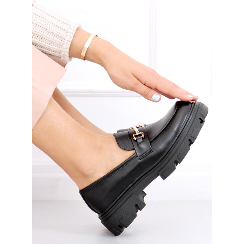 Sort YY11 Sorte loafers med tykke såler 2