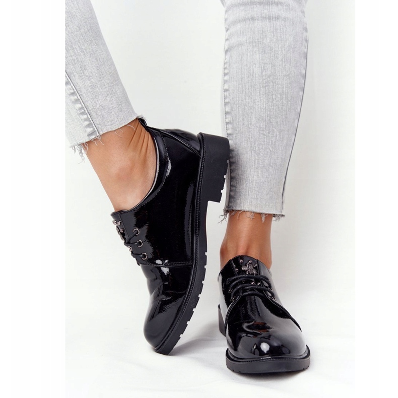 S.Barski Oxfords lakeret damesko S. Barski sort 3