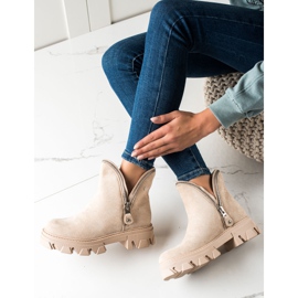 Sweet Shoes Ruskind støvletter med lynlås beige 1