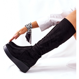 S.Barski Suede Wedge Støvler S. Barski Sort Celina 5