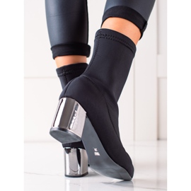 TRENDI Slip-on støvler med sølvhæl sort 1