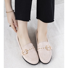 Beige loafers med guld Verreau ornament 1