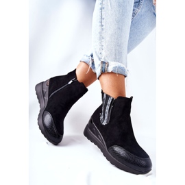 PE1 Sort Manakel Suede Wedge Støvler 2