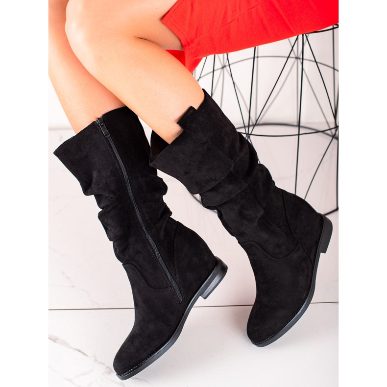 Renda Suede Wedge Støvler sort 1