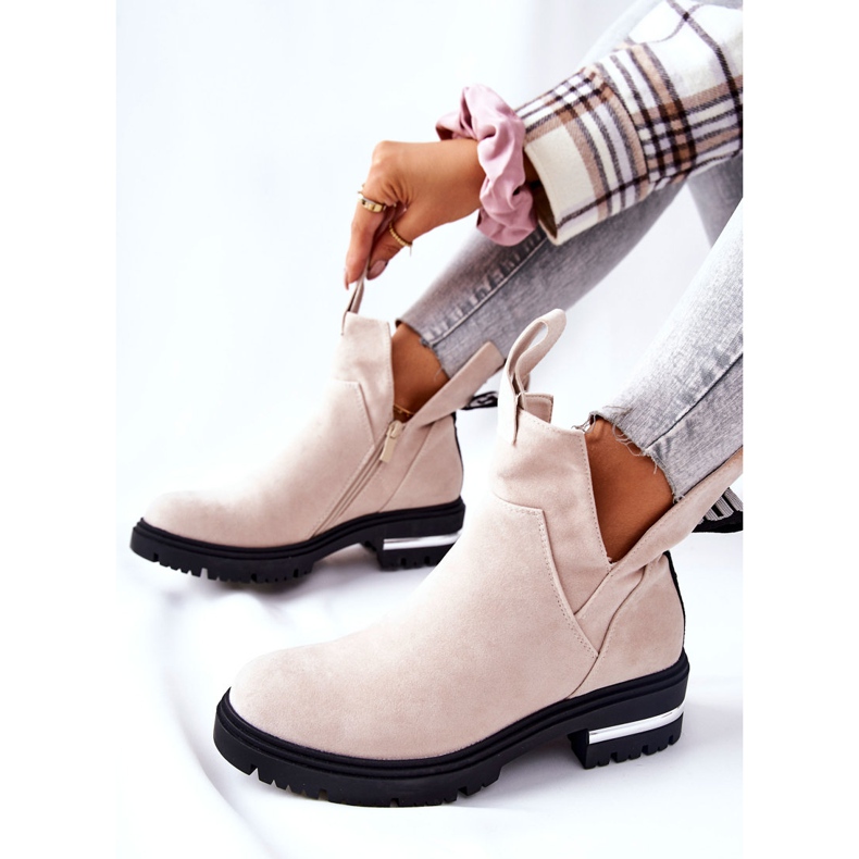 PS1 Varme støvler Jodhpur støvler Med lynlås Beige My Way 2