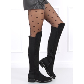 Over-the-knee støvler med Verso Black perler sort 4