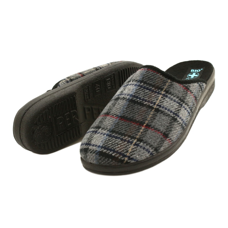 Herre hjemmesko Plaid Adanex 24162 sort grå 3