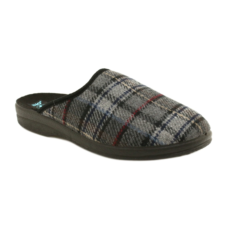 Herre hjemmesko Plaid Adanex 24162 sort grå 1
