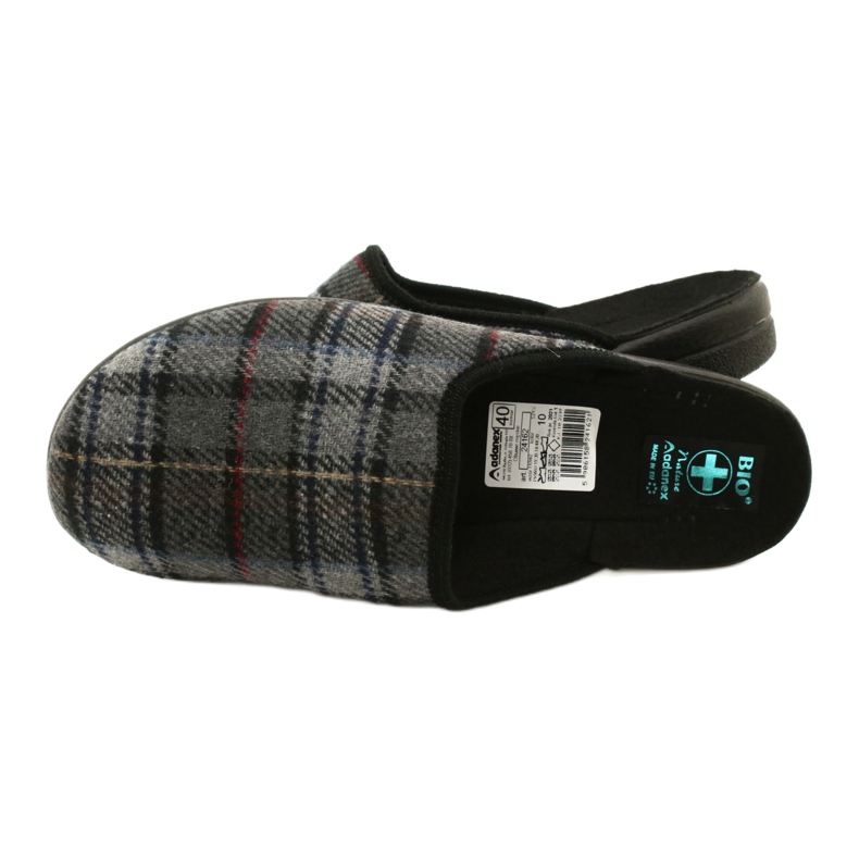 Herre hjemmesko Plaid Adanex 24162 sort grå 4