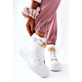Høje sneakers på den hvide standies platform gylden 2