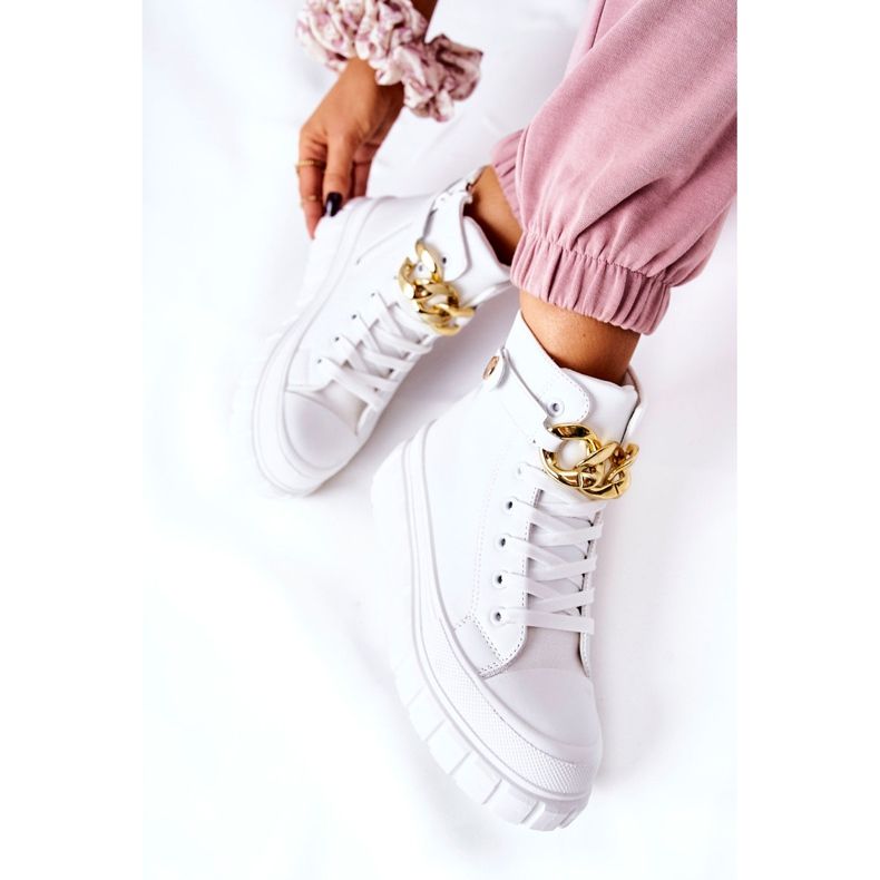 Høje sneakers på den hvide standies platform gylden 1