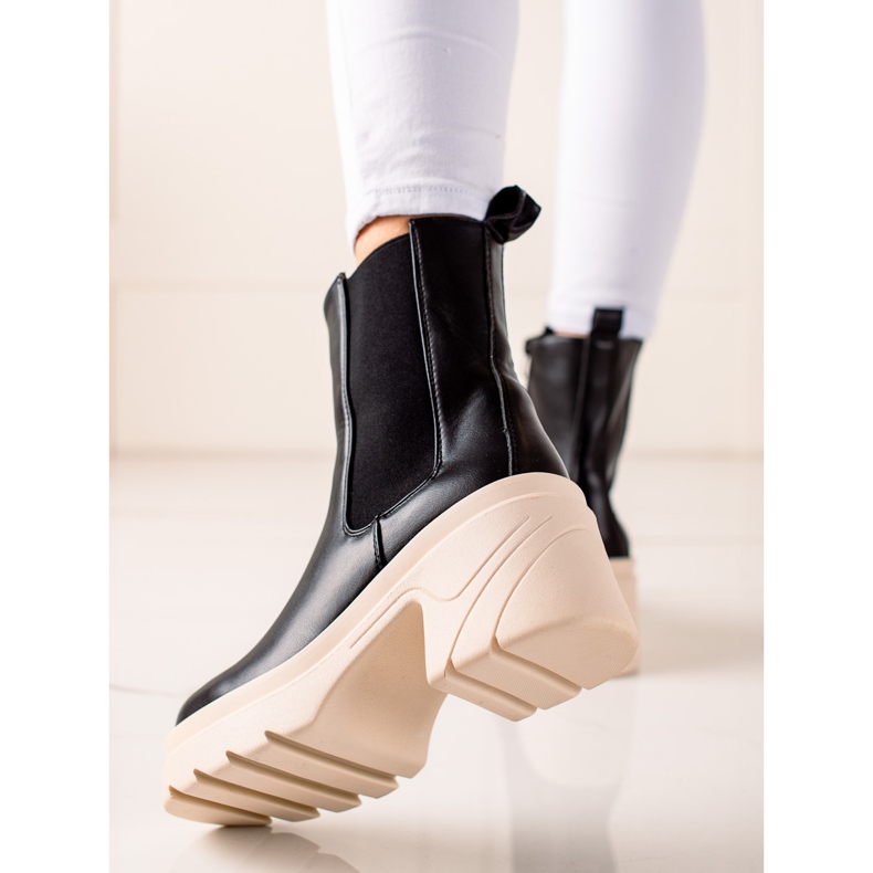TRENDI Støvler På Beige Platform sort 1