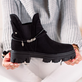 Goodin Slip-on støvler med dekorative striber sort 1